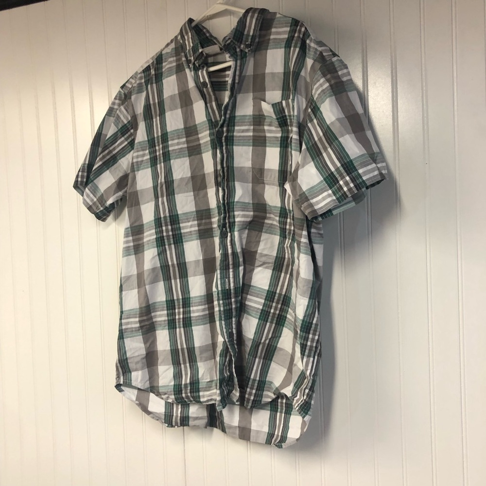 Columbia Men's Green and Gray Plaid Button Down Shirt Short Sleeve XL - Picture 2 of 5